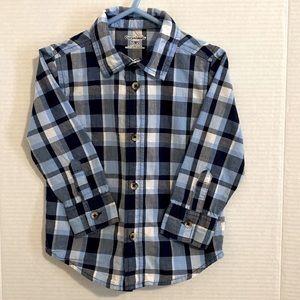 Garanimals boys blue plaid, long sleeved, button down shirt. SZ 2T.